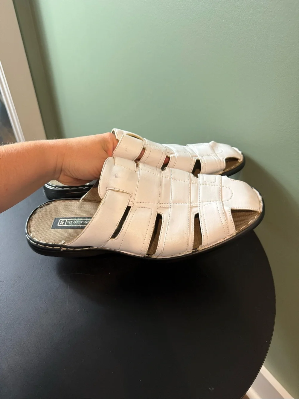 Men's White Leather Fisherman Sandals